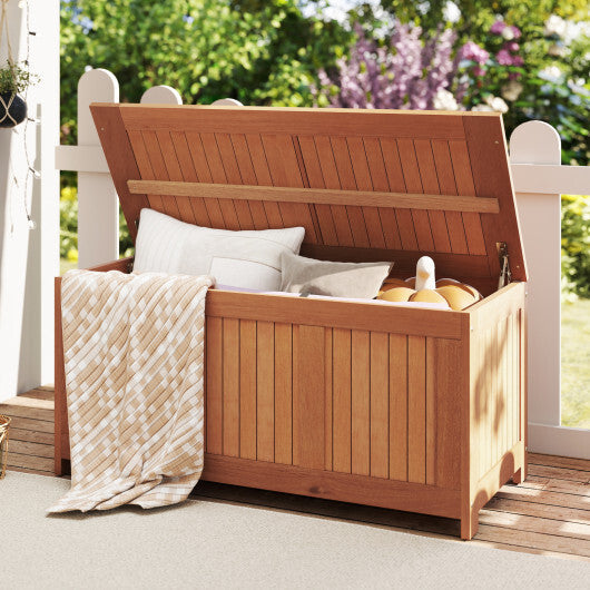 52 Gallon 3-in-1 Patio Wood Deck Box with Flip Top for Cushions LuxuryLifeWay Online Store