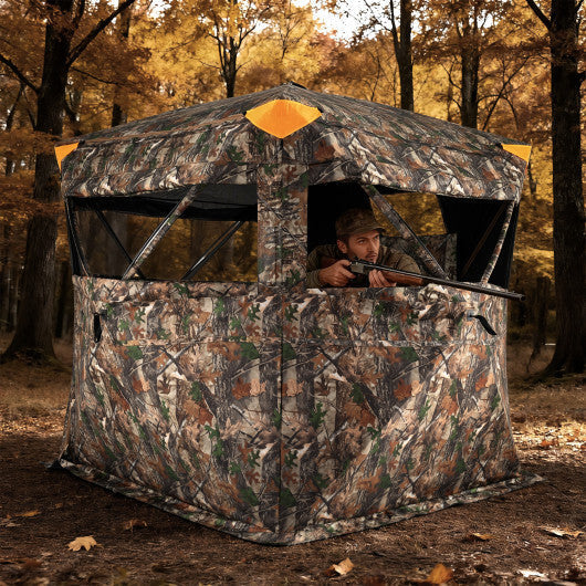 3-4 Person Hunting Blind 270 See-Through Pop-up Ground Blind with Full-Open Swing Door LuxuryLifeWay Online Store