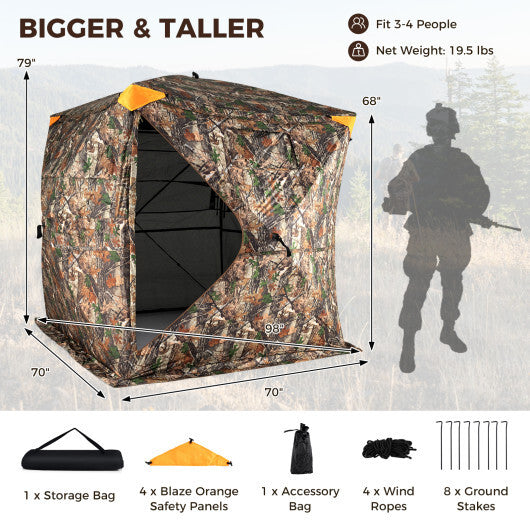 3-4 Person Hunting Blind 270 See-Through Pop-up Ground Blind with Full-Open Swing Door LuxuryLifeWay Online Store