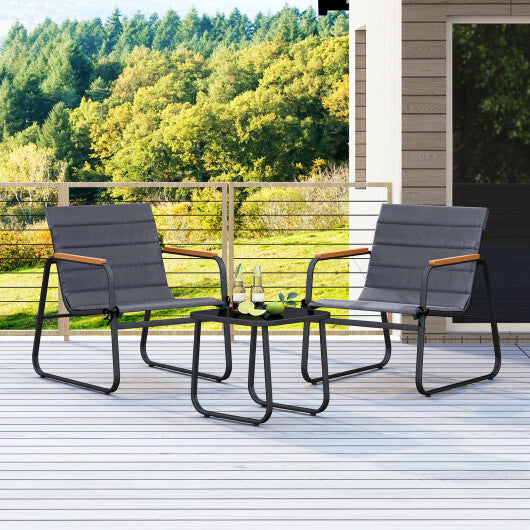 3 Pieces Patio Bistro Set Outdoor Fabric Conversation Set-Gray LuxuryLifeWay Online Store