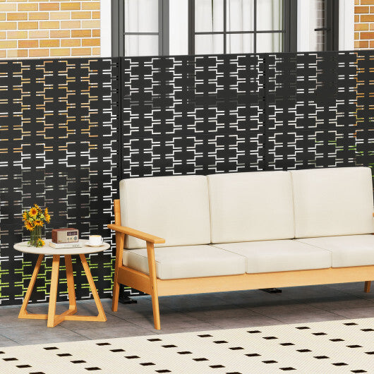 Metal Privacy Screen 72 x 48 Inch Freestanding Fence Panel Indoor Outdoor-Black