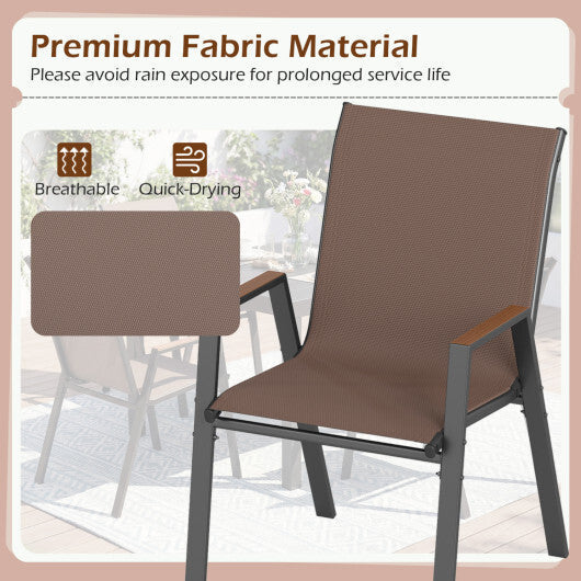 Set of 4 Stackable Patio Chairs with High Backs for Backyard 400 LBS-Brown LuxuryLifeWay Online Store