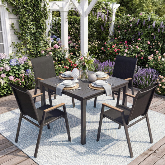 Set of 4 Stackable Patio Chairs with High Backs for Backyard 400 LBS-Brown LuxuryLifeWay Online Store
