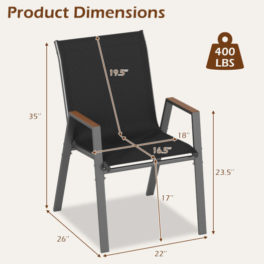 Set of 4 Stackable Patio Chairs with High Backs for Backyard 400 LBS-Brown LuxuryLifeWay Online Store
