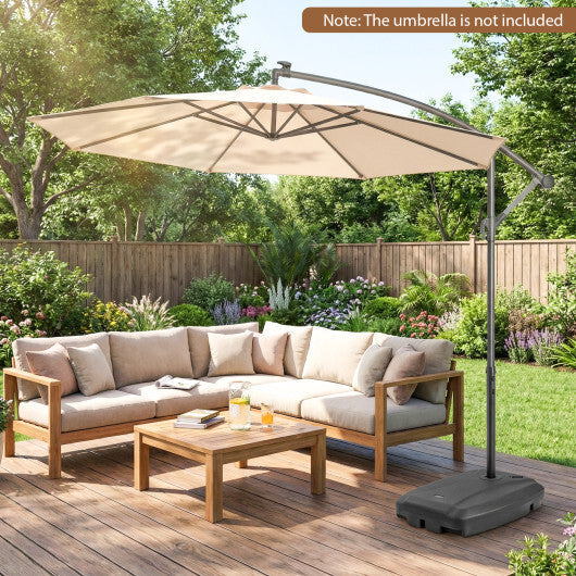 220 LBS Cantilever Patio Umbrella Base Stand withWheels Fillable offset Umbrella Stand-Black LuxuryLifeWay Online Store