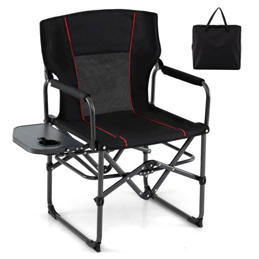 Folding Camping Chair with Side Table and Cup Holder with Carrying Bag-Black LuxuryLifeWay Online Store