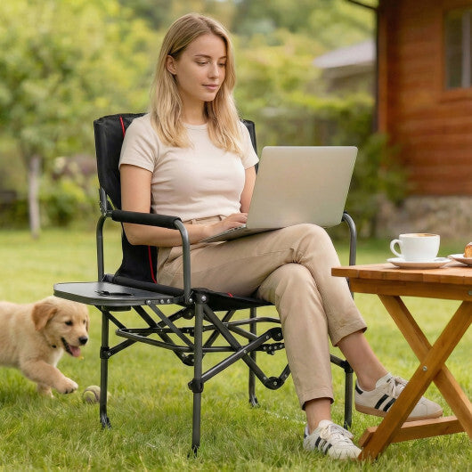 Folding Camping Chair with Side Table and Cup Holder with Carrying Bag-Black LuxuryLifeWay Online Store