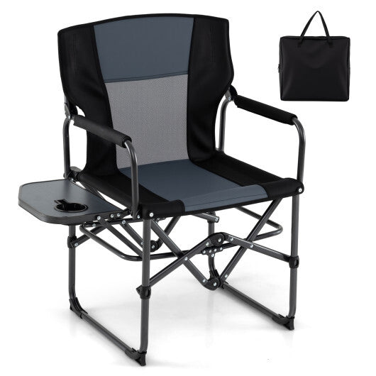 Folding Camping Chair with Side Table and Cup Holder with Carrying Bag-Black LuxuryLifeWay Online Store