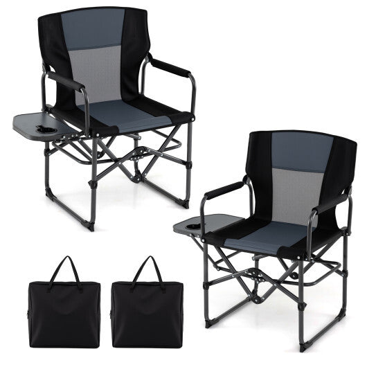 Folding Camping Chair with Side Table and Cup Holder with Carrying Bag-Black LuxuryLifeWay Online Store