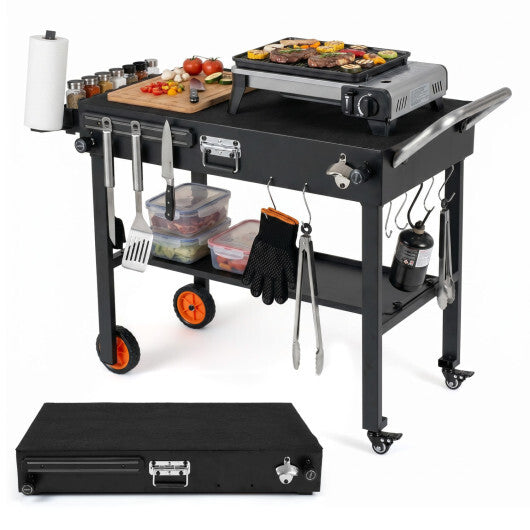 Folding Grill Cart for 17 and 22 Inch Griddles with Heat-Resistant Mat LuxuryLifeWay Online Store
