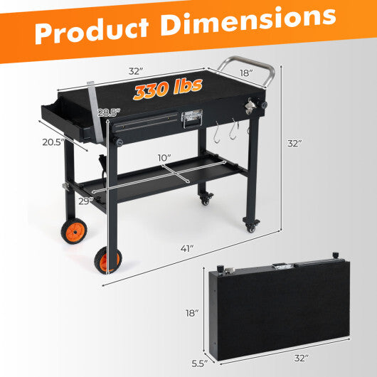 Folding Grill Cart for 17 and 22 Inch Griddles with Heat-Resistant Mat LuxuryLifeWay Online Store