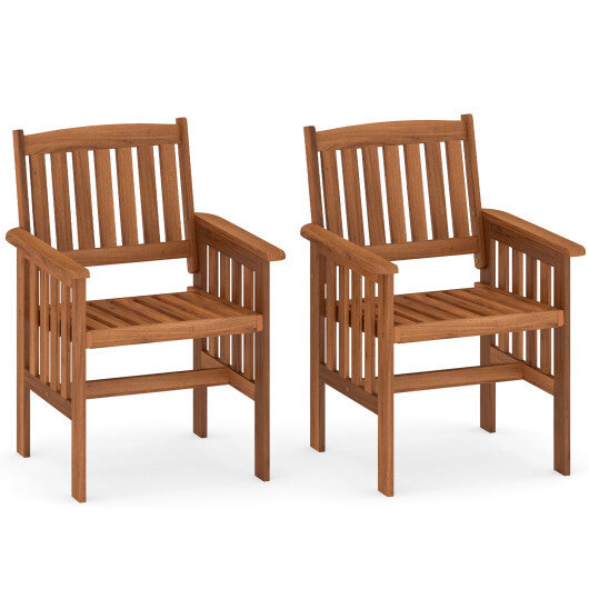 Patio Chairs Set of 2 Outdoor Solid Wood Chairs with Slatted Seat and Inclined Backrest LuxuryLifeWay Online Store