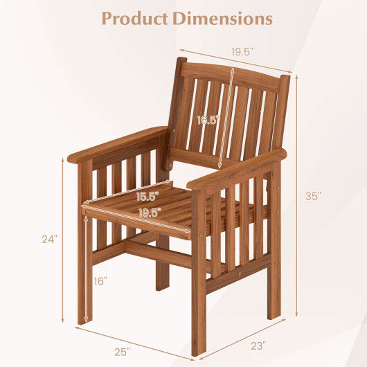 Patio Chairs Set of 2 Outdoor Solid Wood Chairs with Slatted Seat and Inclined Backrest LuxuryLifeWay Online Store