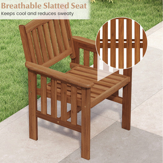 Patio Chairs Set of 2 Outdoor Solid Wood Chairs with Slatted Seat and Inclined Backrest LuxuryLifeWay Online Store