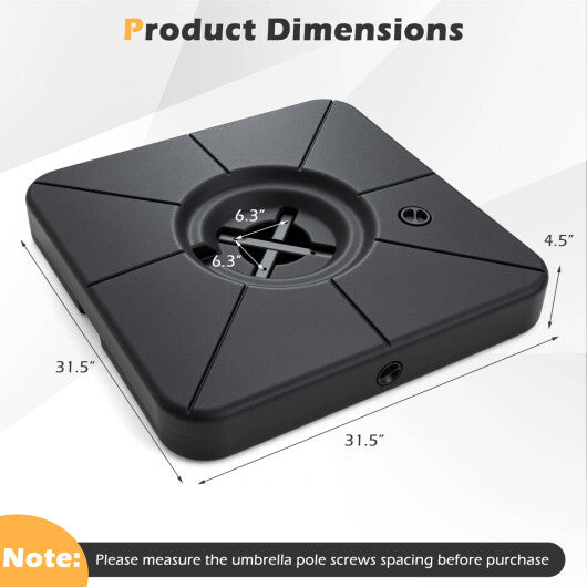 Cantilever Patio Umbrella Base 220 LBS Water and Sand Fillable Weighted Stand-Black LuxuryLifeWay Online Store