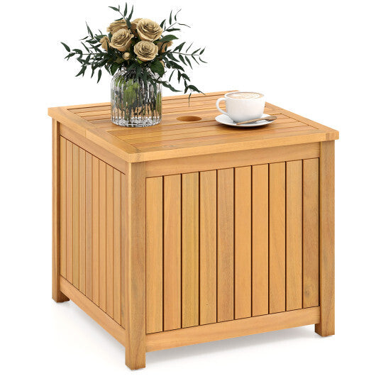 2-in-1 Outdoor Side Table with Storage Acacia Wood Slatted Coffee Table Square Slatted End Storage Box LuxuryLifeWay Online Store
