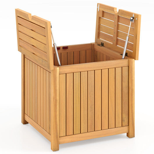 2-in-1 Outdoor Side Table with Storage Acacia Wood Slatted Coffee Table Square Slatted End Storage Box LuxuryLifeWay Online Store