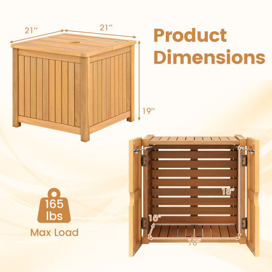 2-in-1 Outdoor Side Table with Storage Acacia Wood Slatted Coffee Table Square Slatted End Storage Box LuxuryLifeWay Online Store