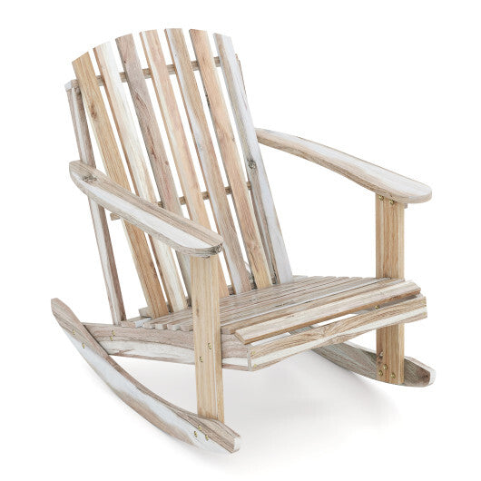 Adirondack Rocking Chair with Slatted Seat and High Fanned Back-Natural LuxuryLifeWay Online Store