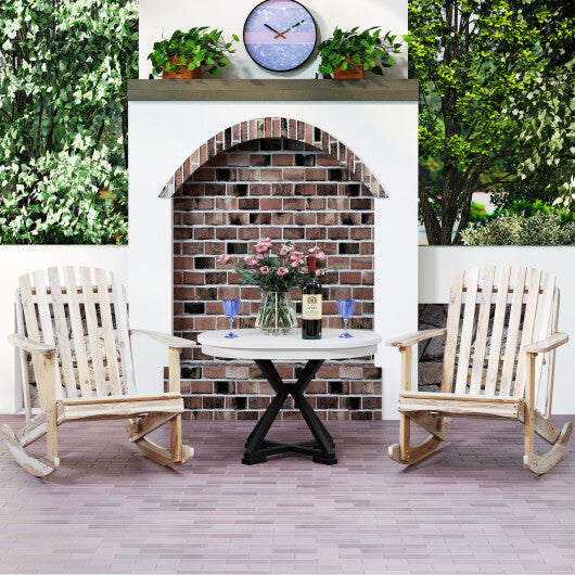 Adirondack Rocking Chair with Slatted Seat and High Fanned Back-Natural LuxuryLifeWay Online Store