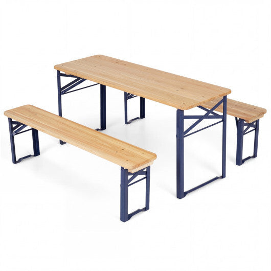 43.5 Inch Folding Kids Picnic Table & Bench Set No Assembly Wooden Toddler Table-Navy LuxuryLifeWay Online Store