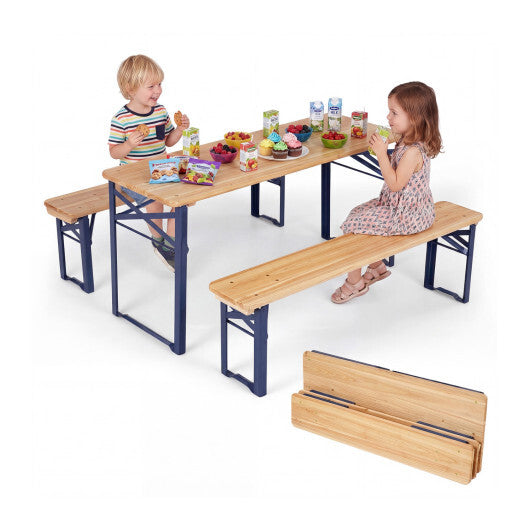 43.5 Inch Folding Kids Picnic Table & Bench Set No Assembly Wooden Toddler Table-Navy LuxuryLifeWay Online Store