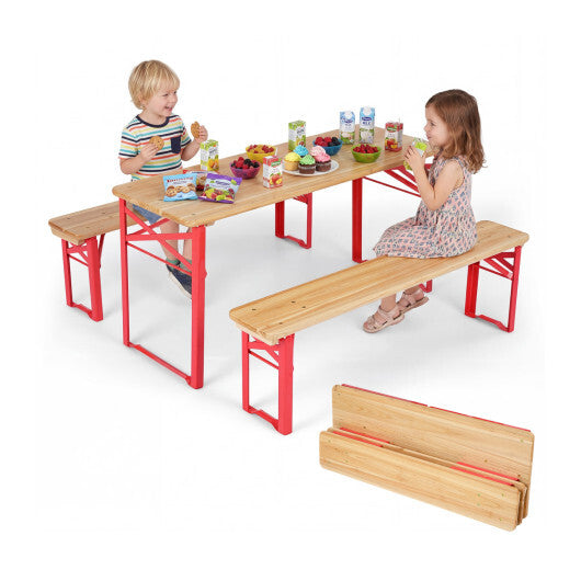 43.5 Inch Folding Kids Picnic Table & Bench Set No Assembly Wooden Toddler Table-Navy LuxuryLifeWay Online Store