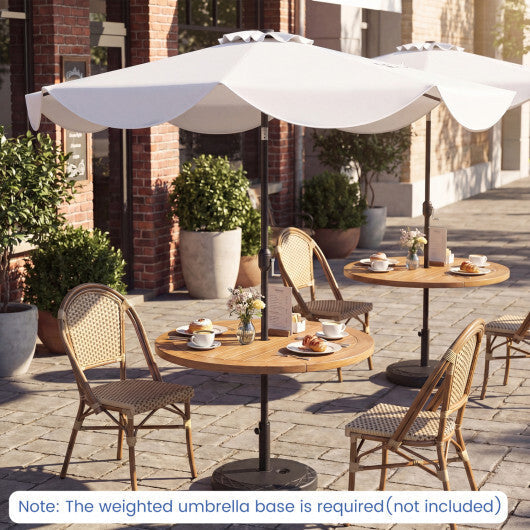 10 FT Scalloped Solar Patio Umbrella with 24 LED Lights and Tilt Adjustment-Beige LuxuryLifeWay Online Store
