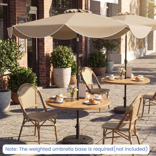 10 FT Scalloped Solar Patio Umbrella with 24 LED Lights and Tilt Adjustment-Beige LuxuryLifeWay Online Store