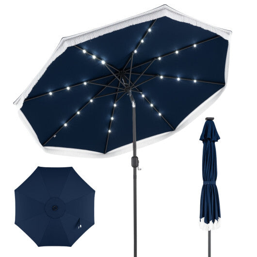 9 Feet Solar Patio Umbrella with 24 LED Lights for Yard-Navy LuxuryLifeWay Online Store