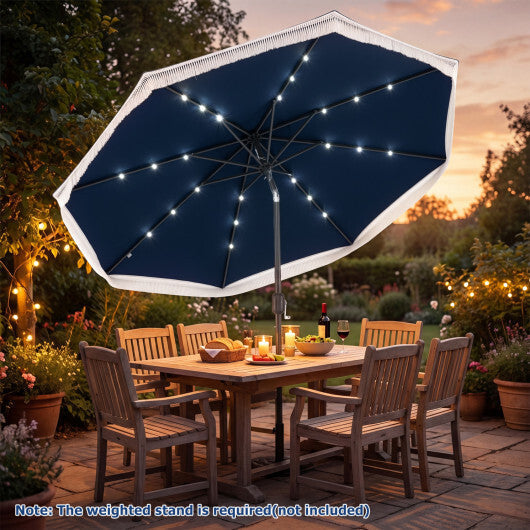 9 Feet Solar Patio Umbrella with 24 LED Lights for Yard-Navy LuxuryLifeWay Online Store