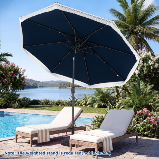 9 Feet Solar Patio Umbrella with 24 LED Lights for Yard-Navy LuxuryLifeWay Online Store