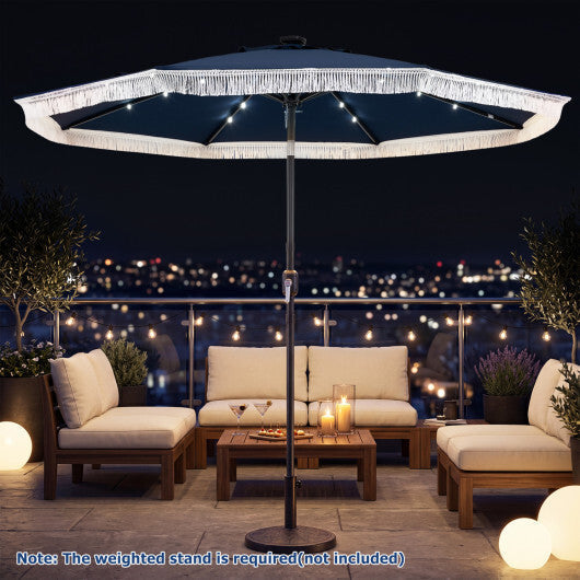 9 Feet Solar Patio Umbrella with 24 LED Lights for Yard-Navy LuxuryLifeWay Online Store