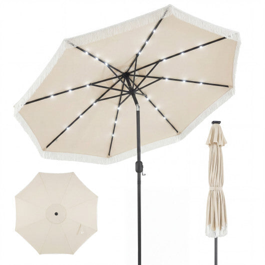 9 Feet Solar Patio Umbrella with 24 LED Lights for Yard-Navy LuxuryLifeWay Online Store