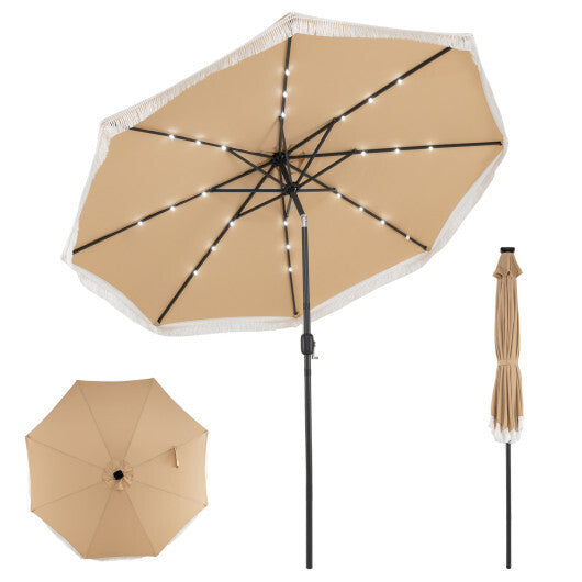 10 Feet Solar Patio Umbrella with 24 LED Lights for Yard-Navy LuxuryLifeWay Online Store