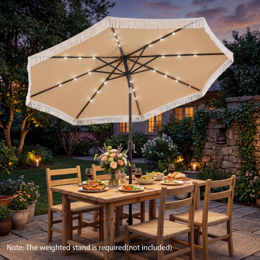 10 Feet Solar Patio Umbrella with 24 LED Lights for Yard-Navy LuxuryLifeWay Online Store