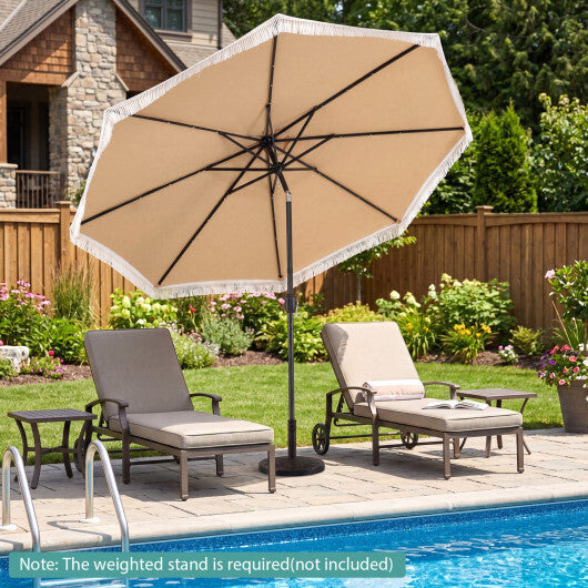 10 Feet Solar Patio Umbrella with 24 LED Lights for Yard-Navy LuxuryLifeWay Online Store