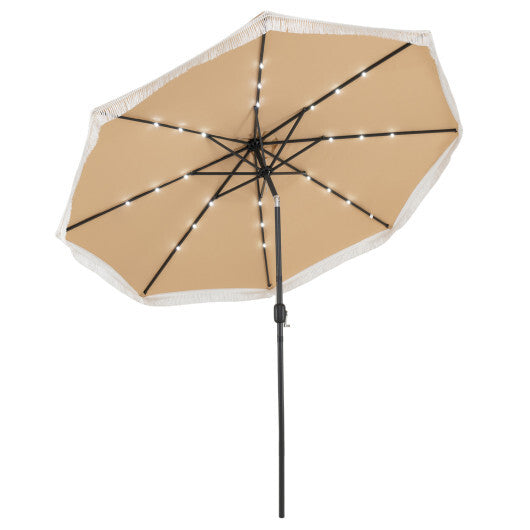 10 Feet Solar Patio Umbrella with 24 LED Lights for Yard-Navy LuxuryLifeWay Online Store