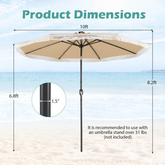 10 Feet Solar Patio Umbrella with 24 LED Lights for Yard-Navy LuxuryLifeWay Online Store