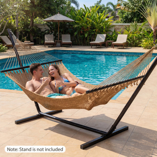 Caribbean Hammock with Spreader Bar for Patio Poolside-Khaki LuxuryLifeWay Online Store