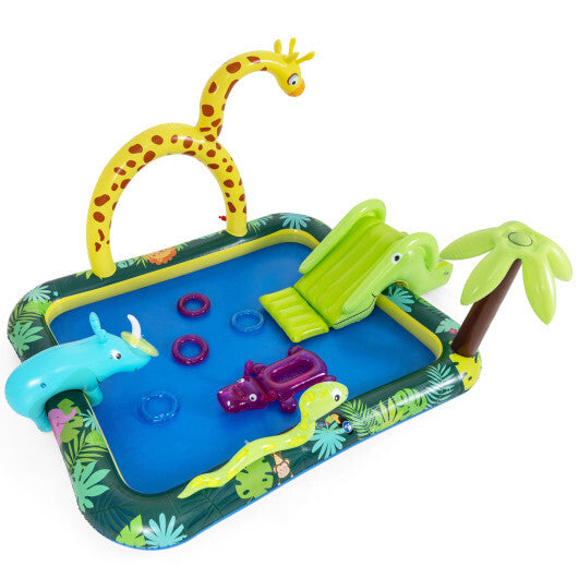 Inflatable Play Center Jungle Animal Spray Pool with Slide Giraffe-shaped Sprinkle LuxuryLifeWay Online Store