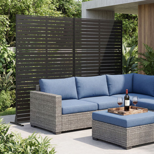 72"H x 48"W Outdoor Decorative Divider Screen with Stand and Expansion Bolts-Black LuxuryLifeWay Online Store