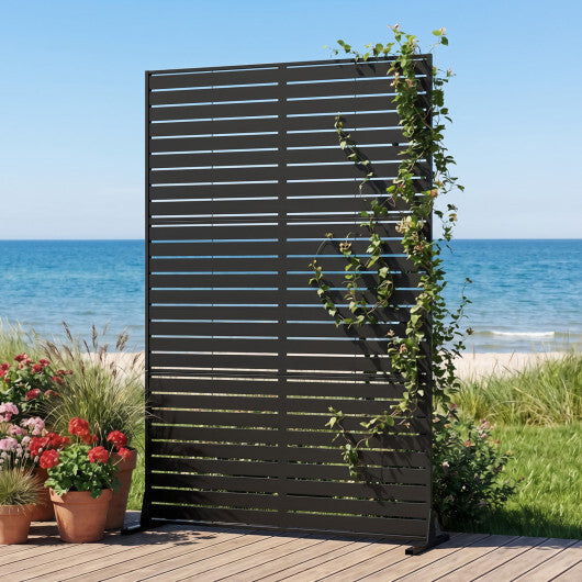 72"H x 48"W Outdoor Decorative Divider Screen with Stand and Expansion Bolts-Black LuxuryLifeWay Online Store