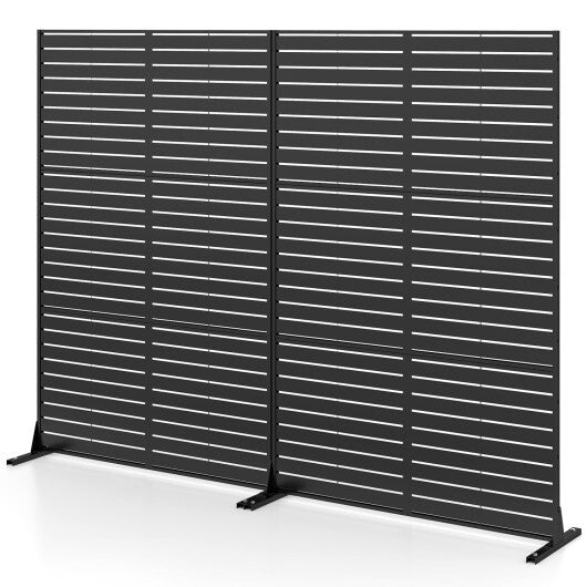 72"H x 48"W Outdoor Decorative Divider Screen with Stand and Expansion Bolts-Black LuxuryLifeWay Online Store