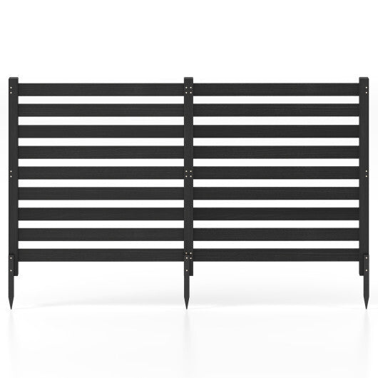 2-Panel Wooden Outdoor Privacy Fence with Ground Stakes-Black LuxuryLifeWay Online Store