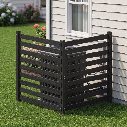 2-Panel Wooden Outdoor Privacy Fence with Ground Stakes-Black LuxuryLifeWay Online Store