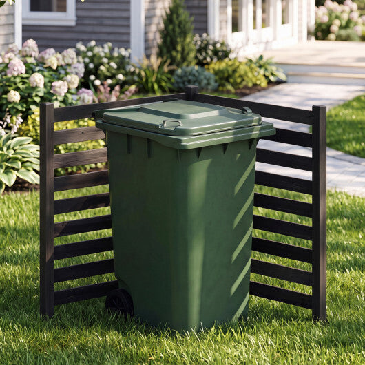 2-Panel Wooden Outdoor Privacy Fence with Ground Stakes-Black LuxuryLifeWay Online Store