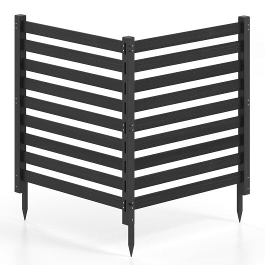 2-Panel Wooden Outdoor Privacy Fence with Ground Stakes-Black LuxuryLifeWay Online Store