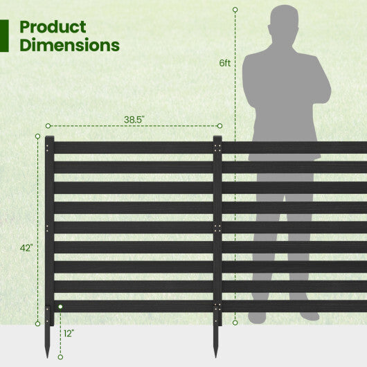 2-Panel Wooden Outdoor Privacy Fence with Ground Stakes-Black LuxuryLifeWay Online Store