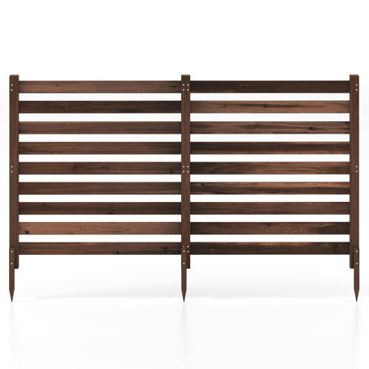 2-Panel Wooden Outdoor Privacy Fence with Ground Stakes-Black LuxuryLifeWay Online Store
